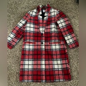 Red and white plaid Winter Coat